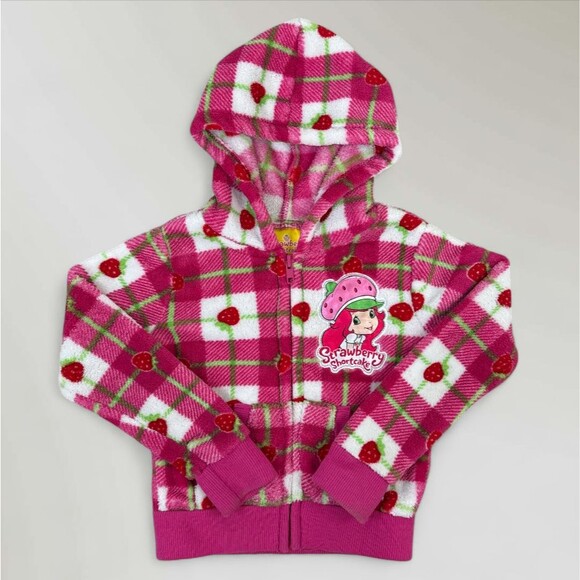 Strawberry Shortcake Girls Jacket Hooded Full Zip Red Hoodie Cartoon Y2K Size 5 - Picture 1 of 9